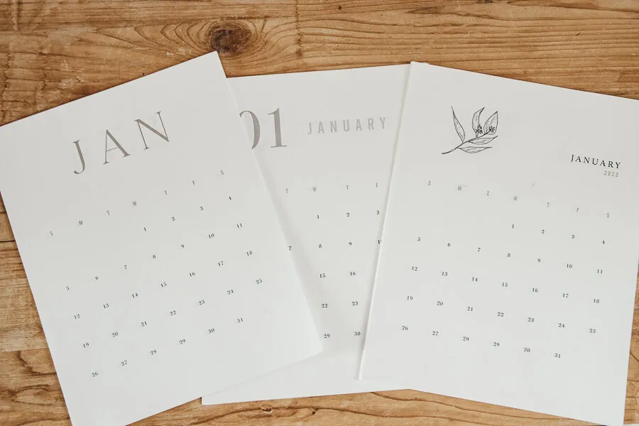 3 Stylish and FREE 2020 Printable Calendars for You! - Twelve On Main